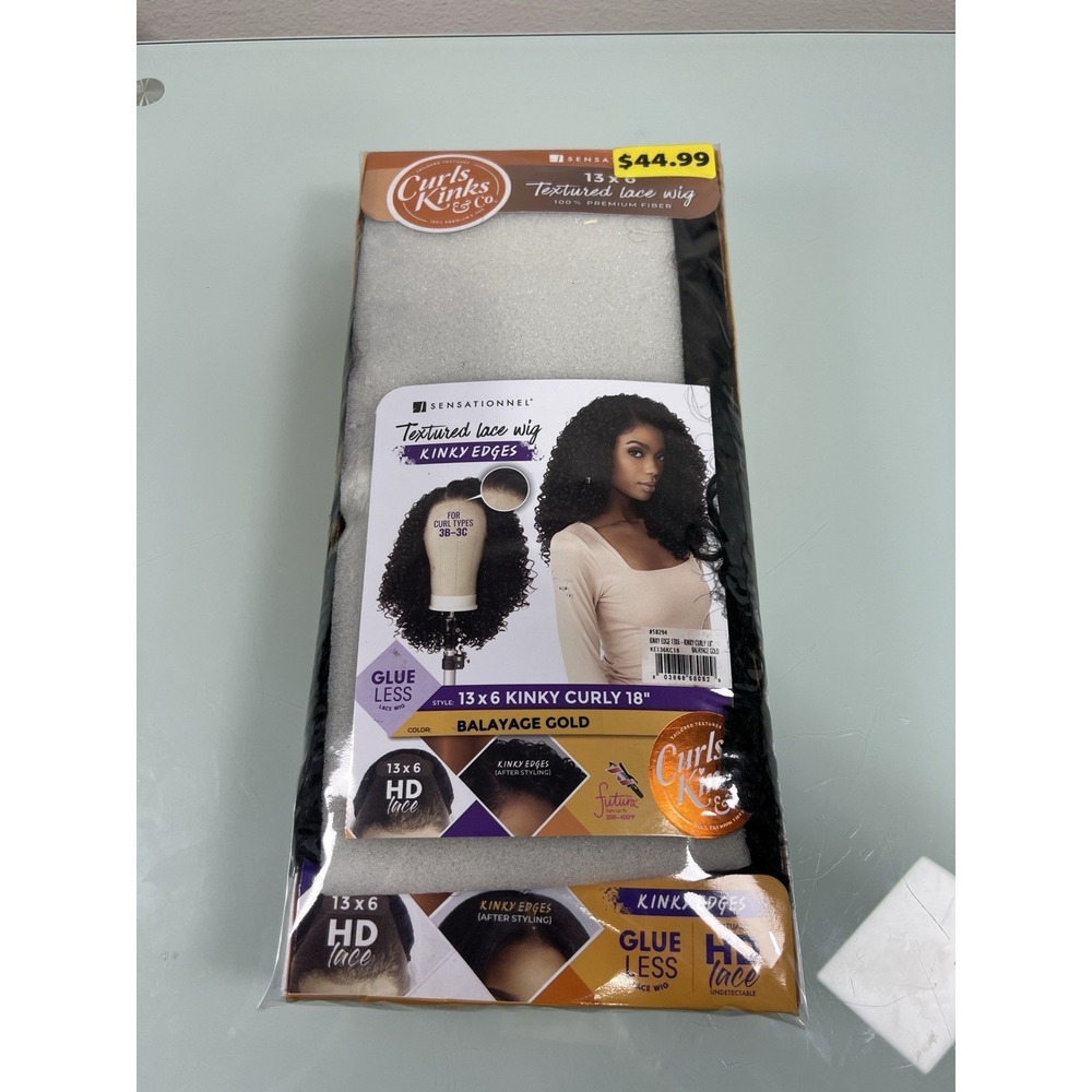 Sensationnel HD Lace Wig 13x6 Kinky Curly‎ 18 Balayage Gold KE13K6C18